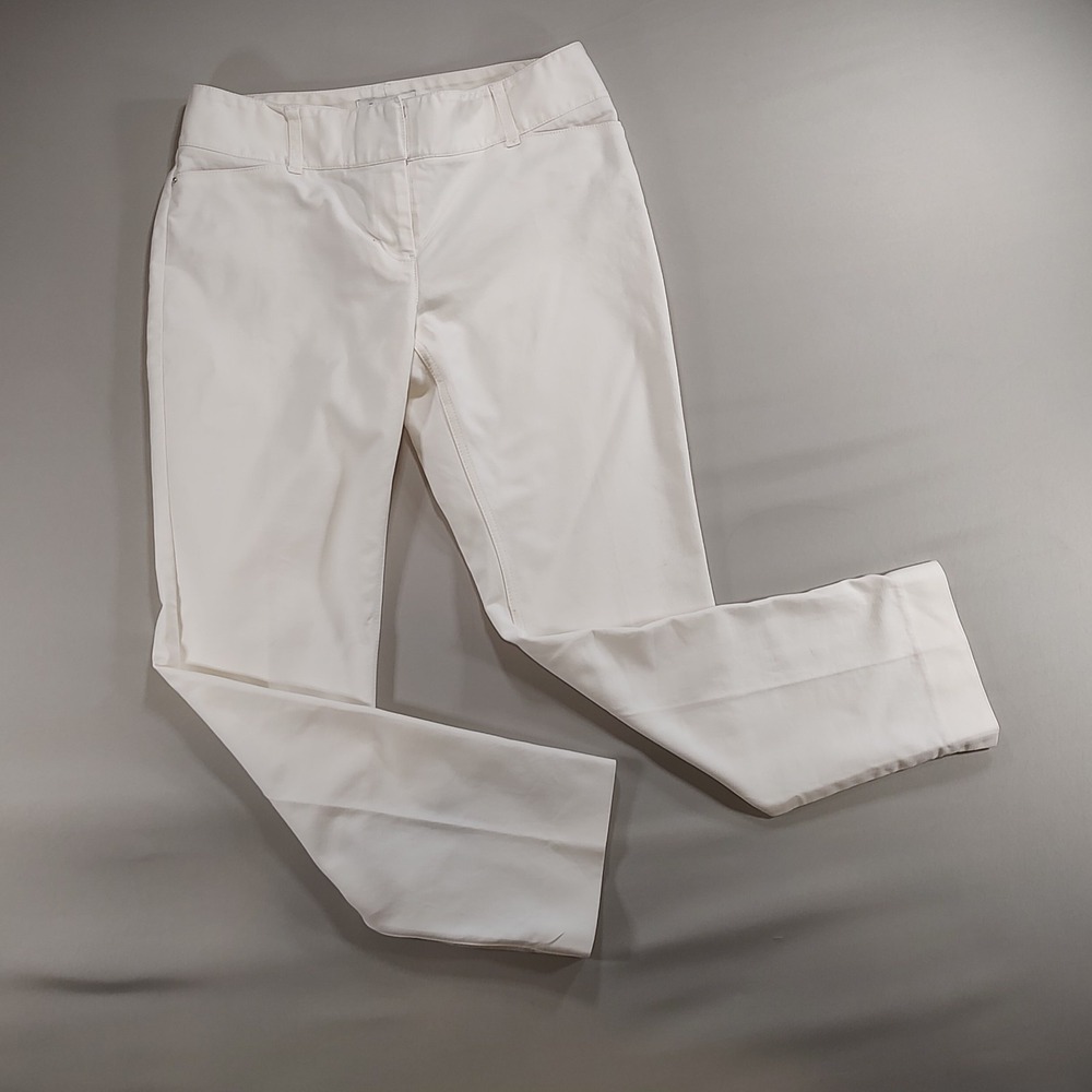 White House Black Market Pants Womens 4 Straight Crop Cropped Dress Ivory White